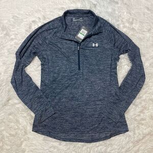 Under Armour Loose HeatGear Size Large Blue Heather 1/2 Zip Long Sleeve Top